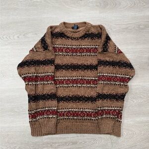 Vintage Men's Gant Brown Patterned Sweater